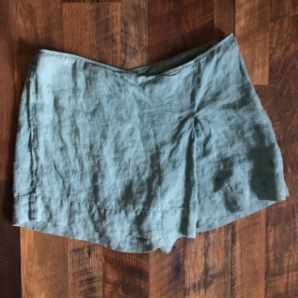 Tommy Bahama Linen bluegreen palm tree skort skirt shorts SZ 16 New with tags